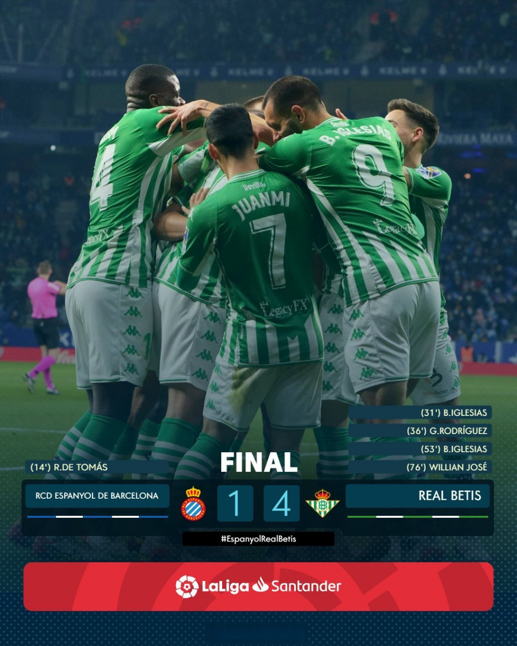 西班牙人惨败，遭遇四连败危机