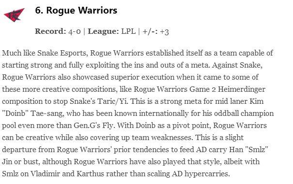 Rogue强势BRO，Doinb统治全场的简单介绍